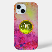 ABSTRAKTES PINK-LILA FLORAL-GELBE-GEM-MONOGRAM C Case-Mate iPhone HÜLLE (Rückseite)