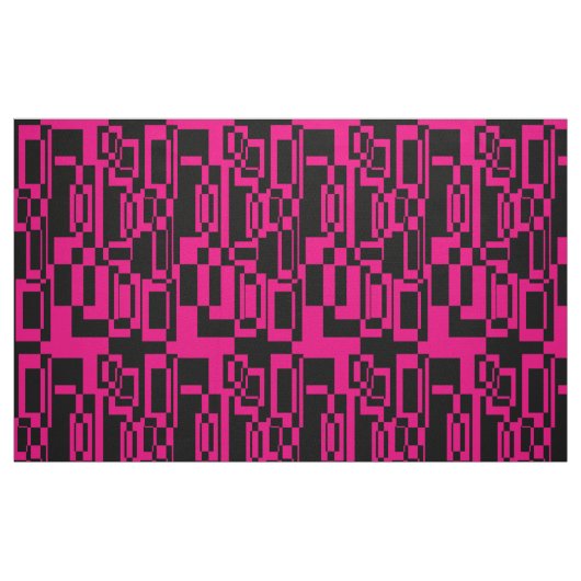 Abstraktes Pink/Schwarz Muster  Formen Stoff (Fat Quarter (45,7 x 55,9 cm))