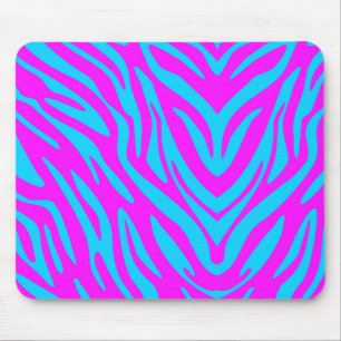 Abstraktes Pink und Blau Zebra Mousepad