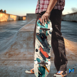 Abstraktes Pinselskateboard - Bold Modern Art Skateboard