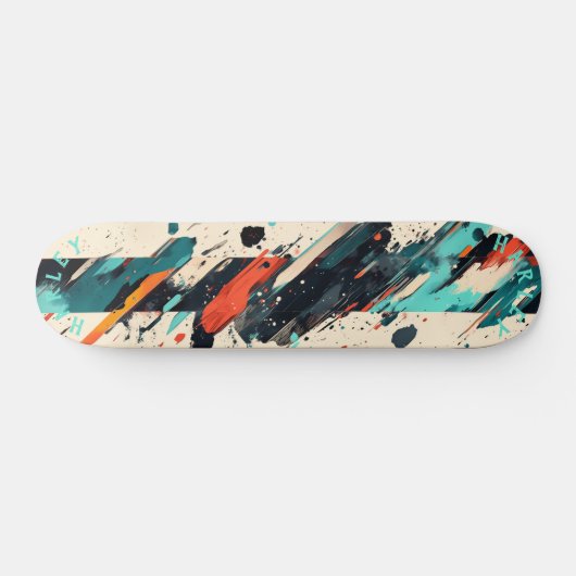 Abstraktes Pinselskateboard - Bold Modern Art Skateboard (Horizontal)
