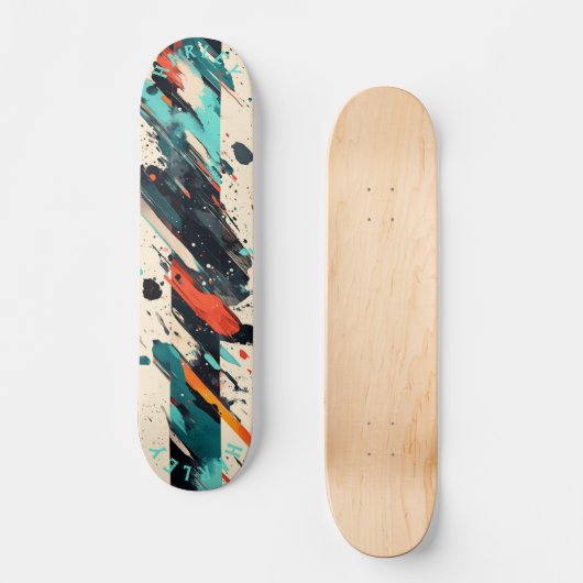Abstraktes Pinselskateboard - Bold Modern Art Skateboard (Vorderseite)