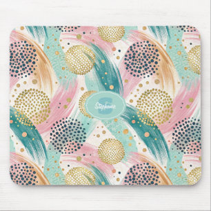 Abstraktes Pinselstrich- und Dotmuster - Goldakzen Mousepad