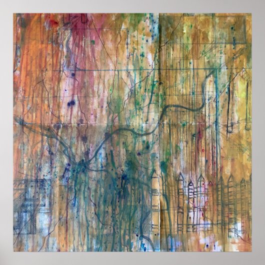 Abstraktes Pittsburgh Map-Gemälde Poster (Vorne)