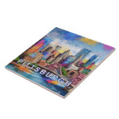 Abstraktes Pittsburgh Skyline Kunst, Dichtung und  Fliese (Seite)