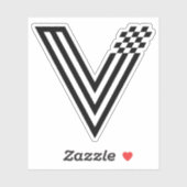 Abstraktes Pixel-Tech-V-Letter-Monogramm Aufkleber (Blatt)