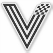 Abstraktes Pixel-Tech-V-Letter-Monogramm Aufkleber (Vorderseite)