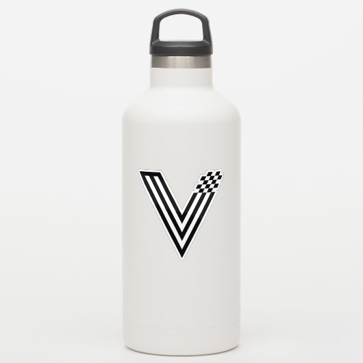 Abstraktes Pixel-Tech-V-Letter-Monogramm Aufkleber (Wassserflasche)