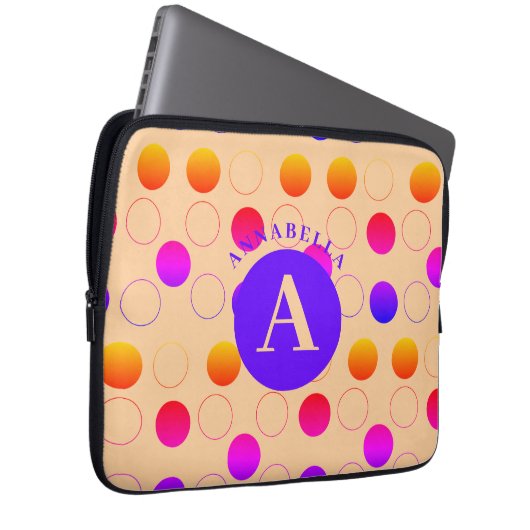 Abstraktes Polka Dots Muster Laptopschutzhülle (Vorne Rechts)