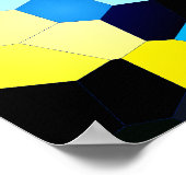 Abstraktes polygonales Muster in Blau und Gelb Poster (Ecke)