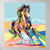 Abstraktes Popart Horse in WPAP Poster (Vorne)