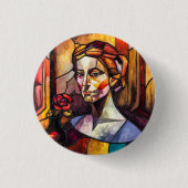 Abstraktes Portrait aus Hartglas Button (Vorderseite)