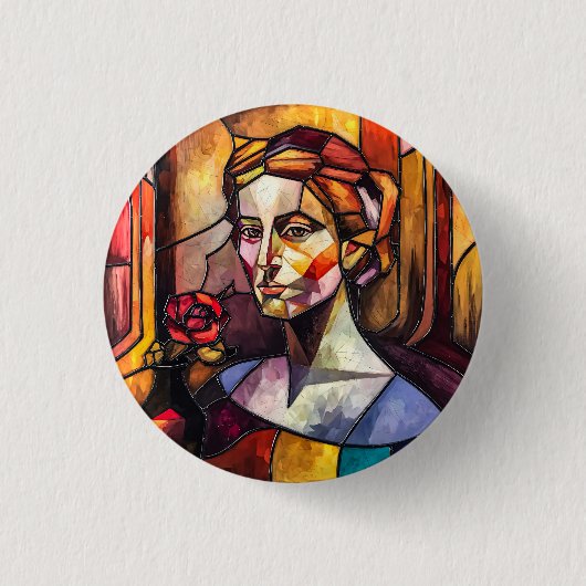 Abstraktes Portrait aus Hartglas Button (Vorderseite)