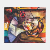 Abstraktes Portrait aus Hartglas Fleecedecke (Vorderseite (Horizontal))