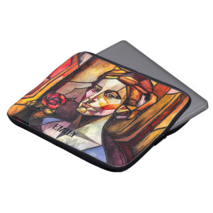 Abstraktes Portrait aus Hartglas Laptopschutzhülle