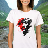 Abstraktes Portrait - Dramatischer Schwarz-Rot-Bru T-Shirt