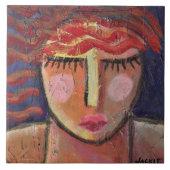 Abstraktes Portrait einer Frau auf der OSB-Tafel Fliese (Vorderseite)