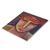 Abstraktes Portrait einer Frau auf der OSB-Tafel Fliese (Seite)