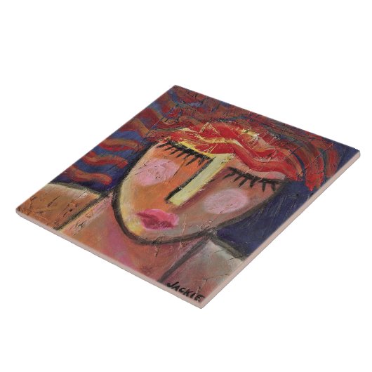 Abstraktes Portrait einer Frau auf der OSB-Tafel Fliese (Seite)