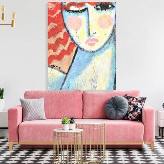 Abstraktes Portrait einer Frau auf der OSB-Tafel m Leinwanddruck (Insitu (Wohnzimmer))