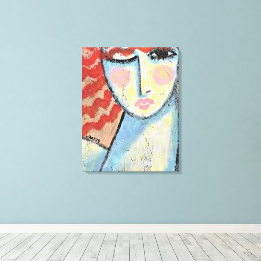 Abstraktes Portrait einer Frau auf der OSB-Tafel m Leinwanddruck (Insitu (Holzboden))