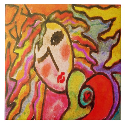 Abstraktes Portrait einer Frau Fliese (Vorderseite)