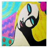 Abstraktes Portrait einer Frau Fliese (Vorderseite)