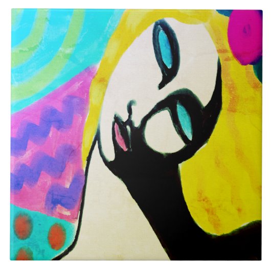 Abstraktes Portrait einer Frau Fliese (Vorderseite)