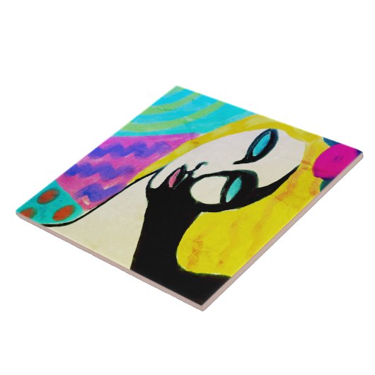 Abstraktes Portrait einer Frau Fliese (Seite)