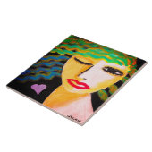 Abstraktes Portrait einer Frau Fliese (Seite)