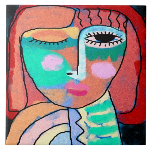 Abstraktes Portrait einer Frau ohne Titel Fliese (Vorderseite)