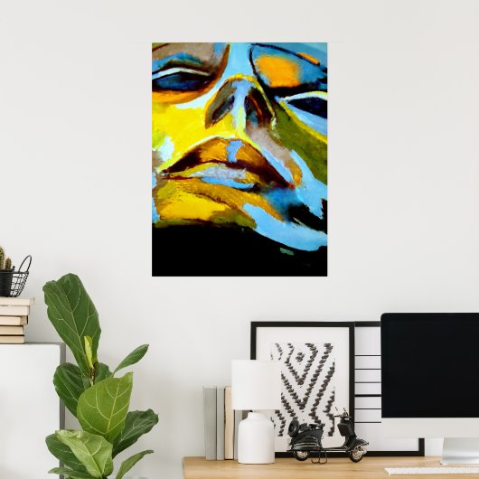 Abstraktes Portrait einer Malerin - Kunstdrucke Poster (Heimbüro)