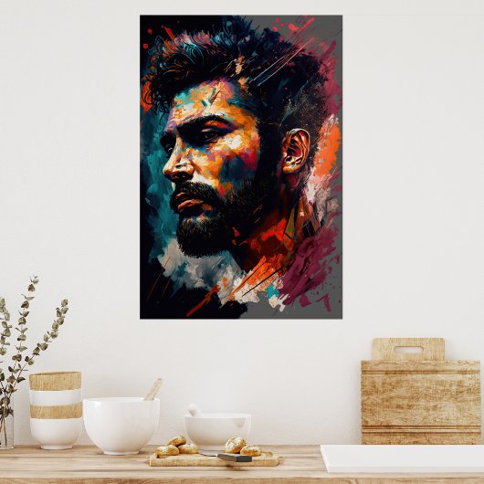 Abstraktes Portrait eines Mannes 3 Poster (Küche)