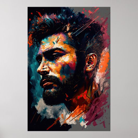 Abstraktes Portrait eines Mannes 3 Poster (Vorne)