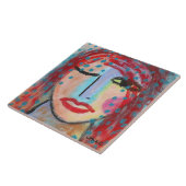 Abstraktes Portrait eines roten Kopfes gelassen Fliese (Seite)