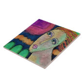 Abstraktes Portrait eines weiblichen digitalen Bil Fliese (Seite)