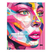 Abstraktes Portrait Frauen-Gesicht rosa Schwarz Fotodruck (Vorne)
