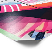 Abstraktes Portrait Frauen-Gesicht rosa Schwarz Fotodruck (Ecke)