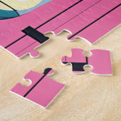 Abstraktes Portrait Frauen-Gesicht rosa Schwarz Puzzle (Seite)