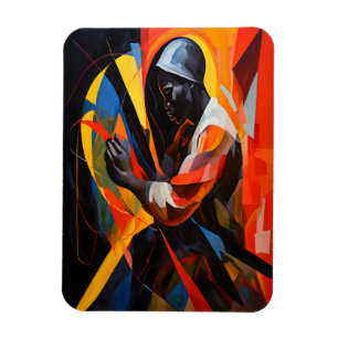 Abstraktes Portrait in lebhaften Farben Moderne Ku Magnet