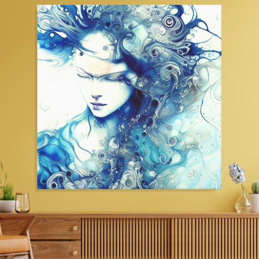 abstraktes Portrait Leinwanddruck (Insitu (Wohnzimmer))