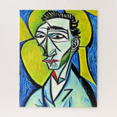 Abstraktes Portrait von Blue and Yellow Art Man Puzzle (Vertikal)