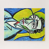 Abstraktes Portrait von Blue and Yellow Art Man Puzzle (Horizontal)