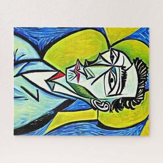 Abstraktes Portrait von Blue and Yellow Art Man Puzzle (Horizontal)