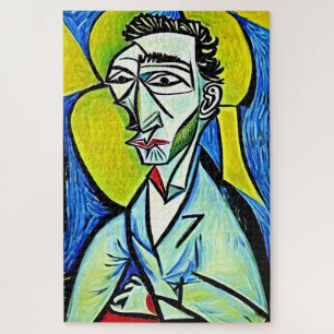 Abstraktes Portrait von Blue und Yellow Art Puzzle