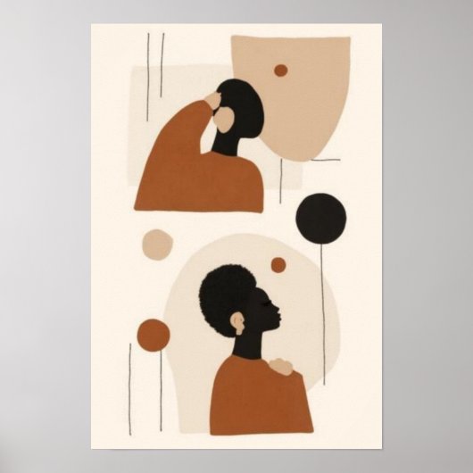 Abstraktes Portrait-Wandkunst-Set | Minimalistisch Poster (Vorne)