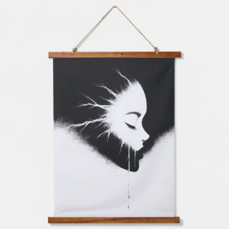 Abstraktes Portrait Wandteppich Mit Holzrahmen