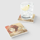 Abstraktes Porträt 3 Steinuntersetzer (Seitenansicht)