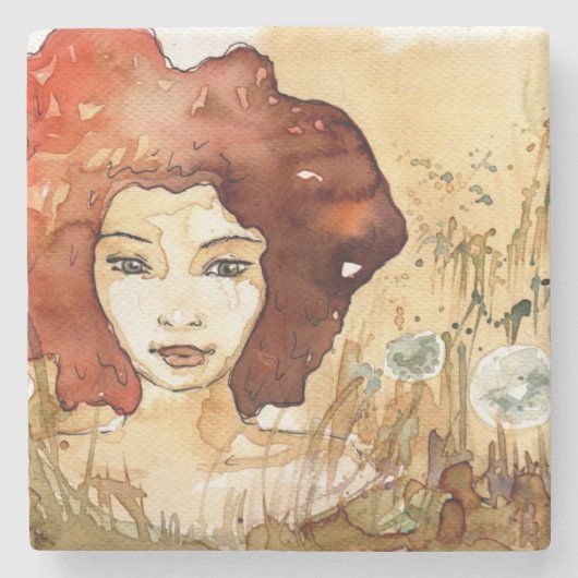 Abstraktes Porträt 3 Steinuntersetzer (Vorderseite)