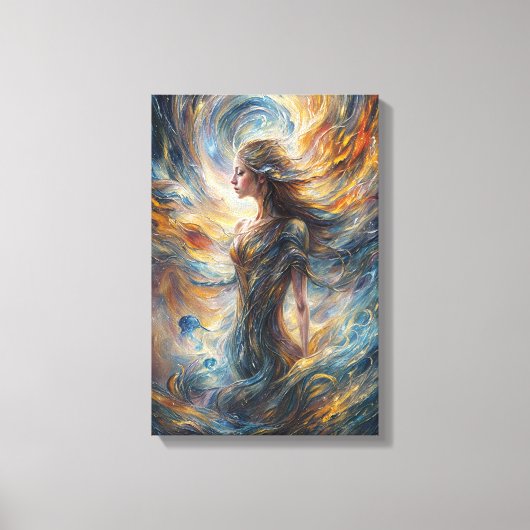 Abstraktes Porträt der ätherischen kosmischen Gött Leinwanddruck (Vorderseite)
